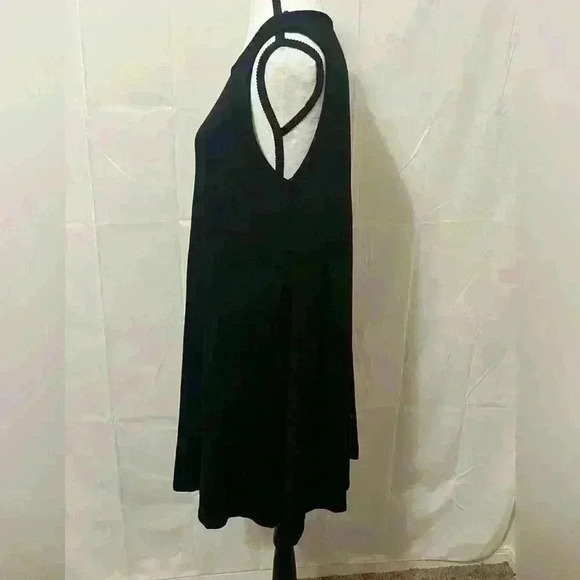 Adrienne Vittadini Women's A-Line Twirl Sleeveless Black Midi Dress, Size M - Picture 2 of 5